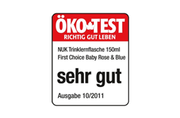 [Translate to South Africa:] Germany 2011: Very Good – NUK First Choice Learner Bottle Baby Rose & Blue